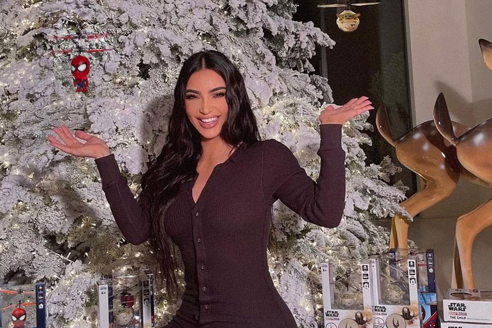Kim Kardashian shows off minimalist Christmas trees in bathroom of $60m LA mansion as fans rip 'boring' decor | The US Sun