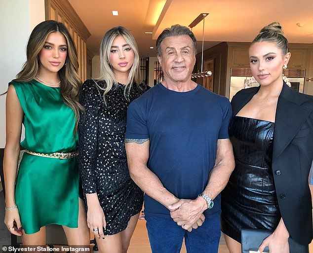 Happy family: Stallone has shared several shots with his three youngest children to his Instagram account on numerous occasions in the recent past